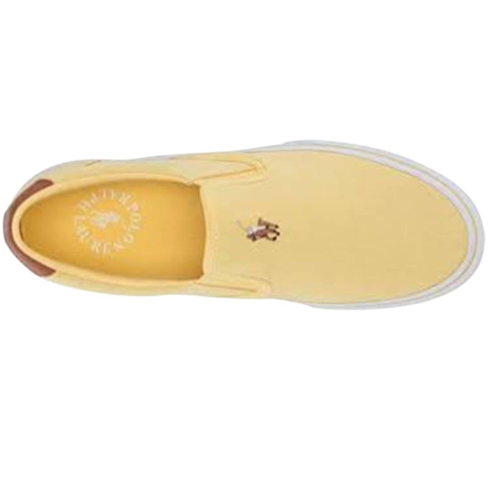 BNWT Polo by Ralph Lauren Tompson Yellow Washed Twill Slip-On Sneakers - Picture 6 of 8